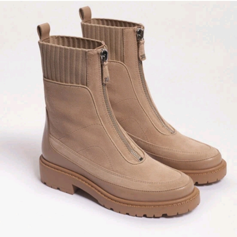 Sam Edelman Leone Lug Sole Chelsea Boot Sesame Tan Zip Up Size 7.5 - Picture 7 of 7